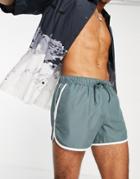 Asos Design Runner Swim Shorts In Blue-blues