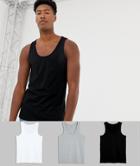 Asos Design Tall Organic Tank 3 Pack Save - Multi