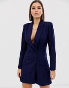 Club L London Double Breasted Mini Blazer Dress - Navy