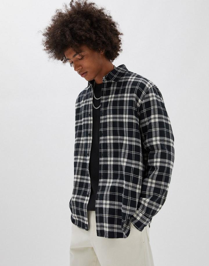 Pull & Bear Plaid Shirt In Black