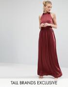 Little Mistress Tall Ruched Pleated Maxi Prom Dress - Red