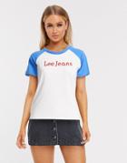 Lee Raglan Tee In Blue And White