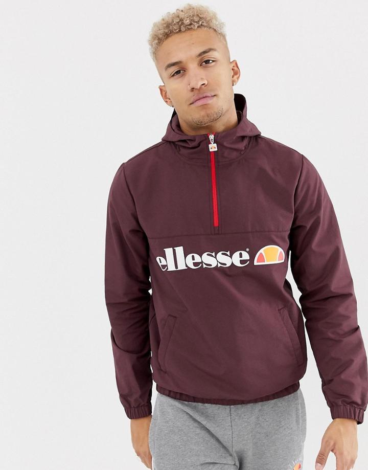 Ellesse Festi Overhead Jacket With Logo In Burgundy - Red