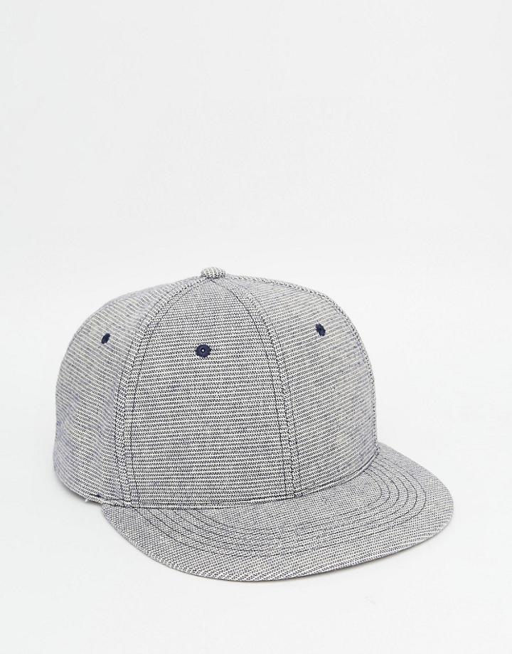 Asos Snapback Cap In Blue Texture - Navy