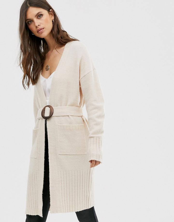 Fashion Union Longline Belted Cardigan-cream
