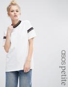 Asos Petite T-shirt With Sparkly Stripe Insert - Cream
