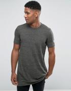 Asos Longline Knitted T-shirt In Khaki Twist - Green