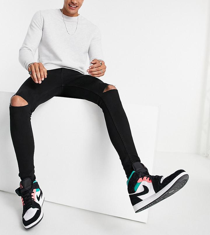 Don't Think Twice Tall Spray On Jeans In Black