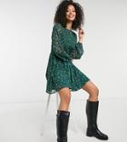 Asos Design Tall Shirred Mini Smock Dress In Floral Print-multi