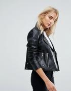 Vero Moda Leather Biker Jacket - Black