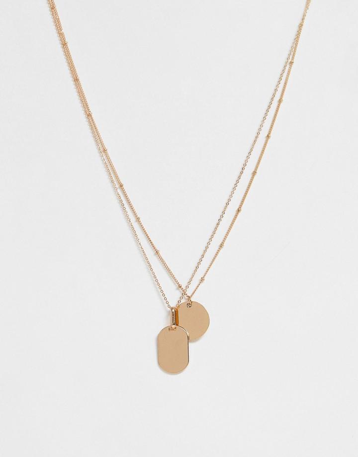 Pieces Multi Row Pendant Necklace - Gold