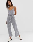 Asos Design Lounge Soft Touch Jumpsuit With Belt-gray