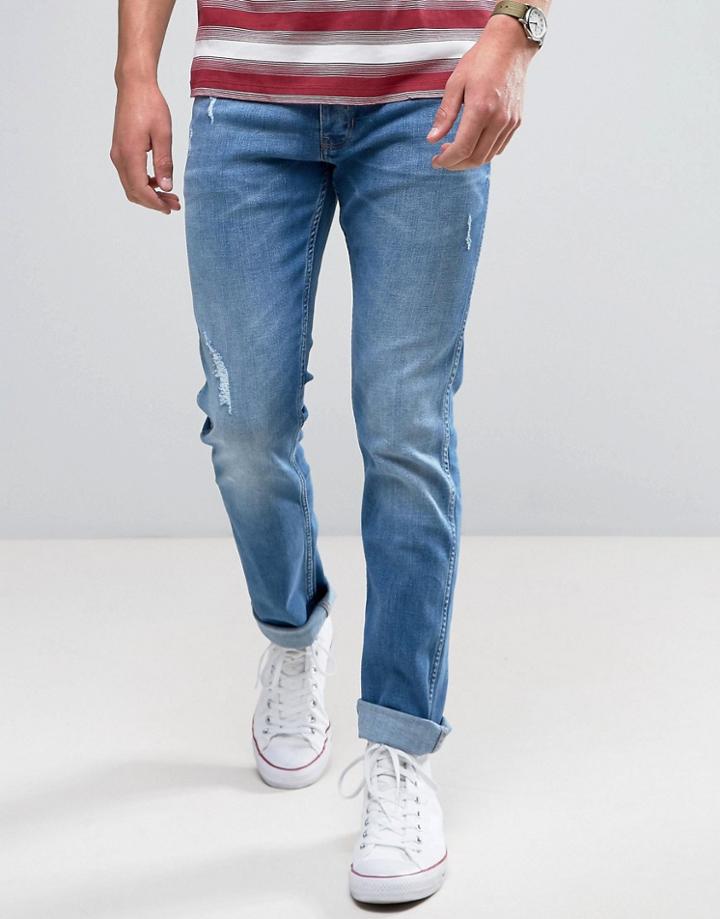 Wrangler Slim Fit Jeans In Light Glory - Blue