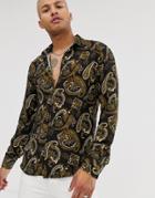Bolongaro Trevor Paisley Long Sleeve Shirt - Black