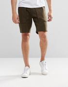 Asos Long Length Tailored Shorts With Pockets In Khaki - Green