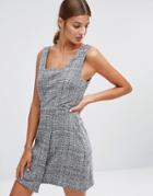 New Look Wrap Skirt Pinafore Dress - Gray