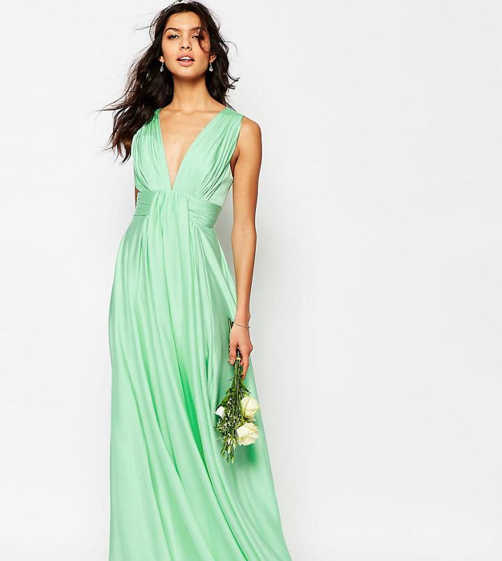 Fame And Partners Valencia Satin Maxi Dress - Green