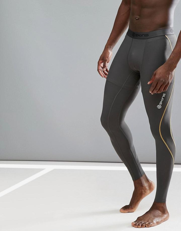 Skins Dnamic Long Compression Tights In Khaki Da99050013006 - Green