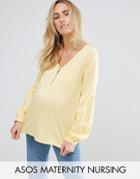 Asos Maternity Nursing Zip Front Top - Yellow