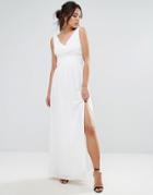 Little Mistress Chiffon Maxi Dress With Empire Line - White