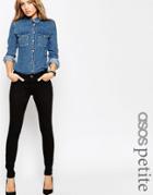 Asos Petite Lisbon Mid Rise Skinny Jeans In Clean Black - Black
