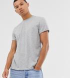 Asos Design Tall T-shirt With Crew Neck And Roll Sleeve In Gray Marl