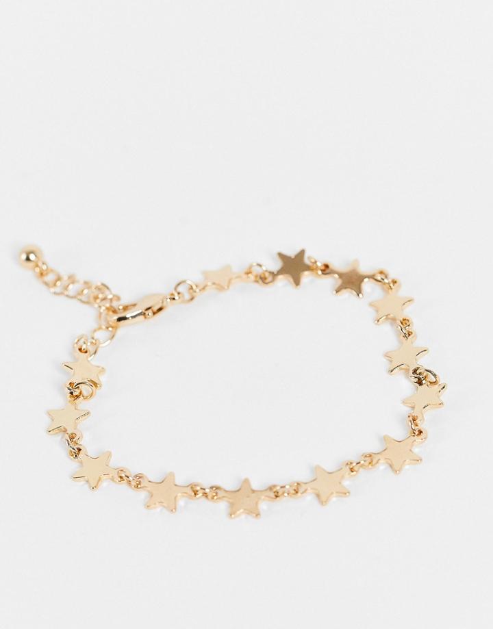 Asos Design Bracelet In Star Design In Gold Tone