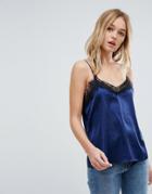 Oeuvre Lace Detail Cami Top - Blue