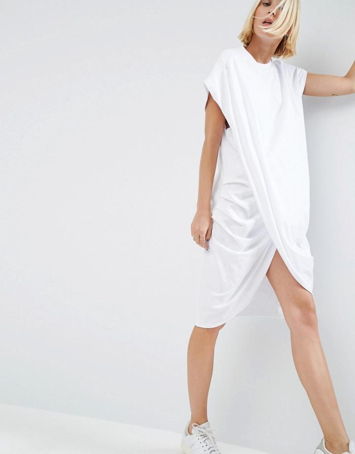 Asos White Cross Wrap Midi Dress - White