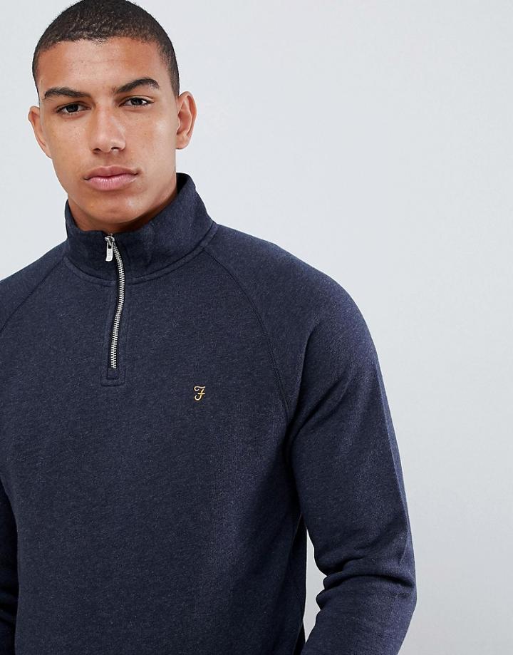 Farah Jim Quarter Zip Sweat In Navy
