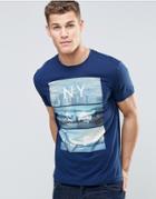 Esprit Crew Neck T-shirt With City Graphic Print - 400 Navy