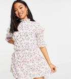 Influence Petite Mini Dress In White Floral Print