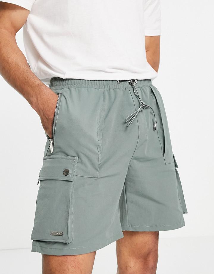 The Couture Club Cargo Shorts In Khaki-green