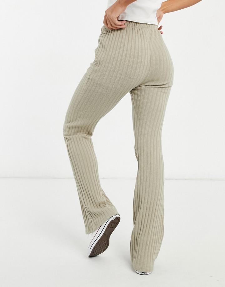 Cotton: On Textured Ribbed Pants In Taupe-neutral