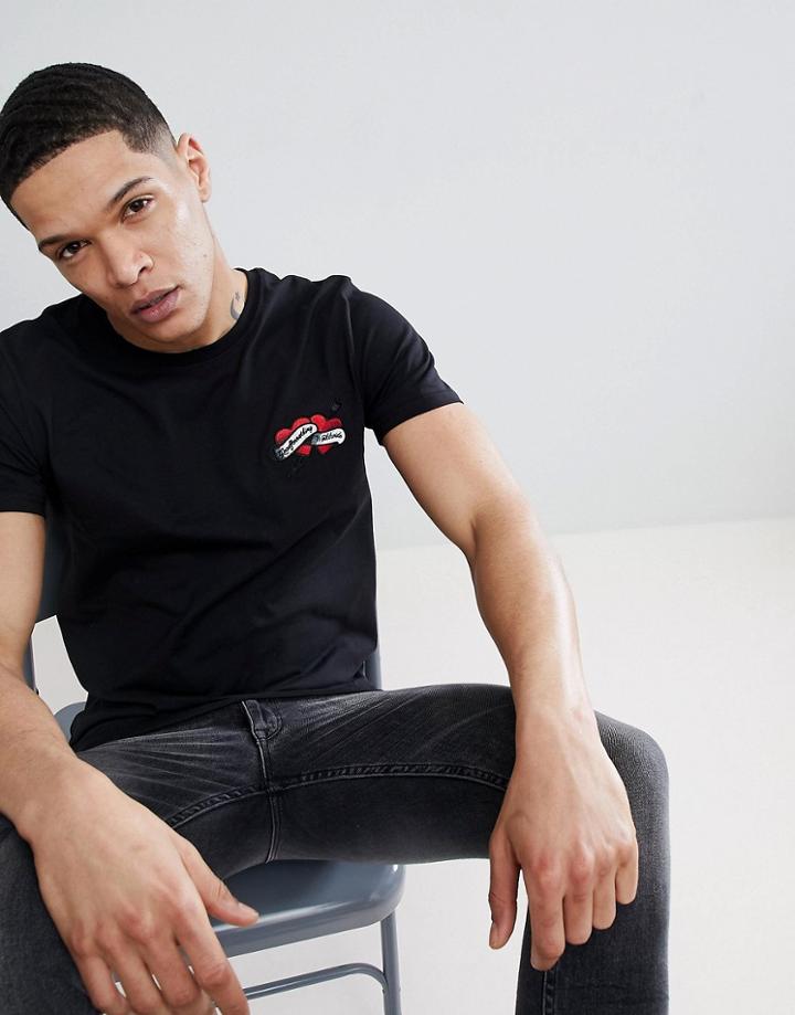 Good For Nothing Muscle Heart Logo T-shirt In Black - Black