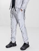 Night Addict Reflective Festival Windbreaker Trackpants - Silver