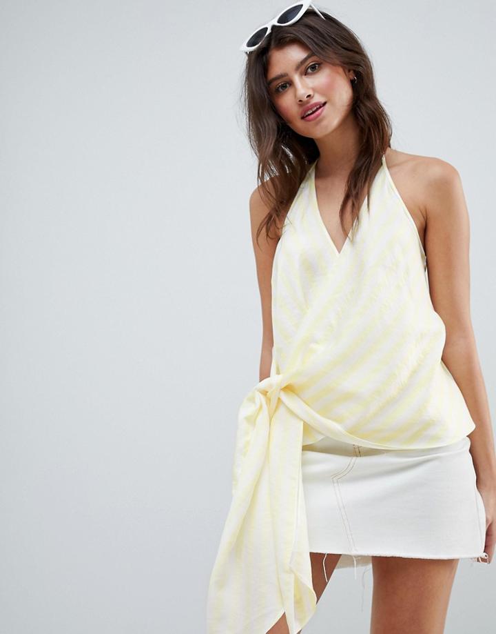 Asos Design Drape Cami In Pastel Stripe - Multi