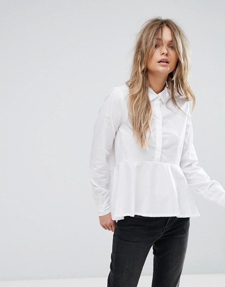Noisy May Kyra High Low Shirt - White