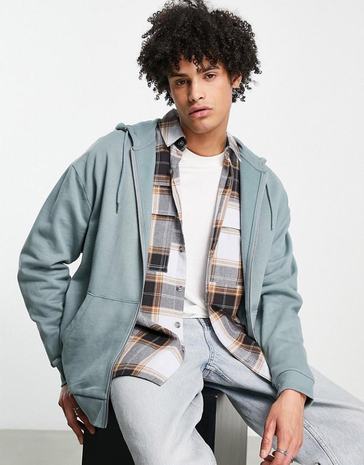 Asos Design Oversized Hoodie In Washed Blue-purple