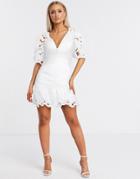 Bardot Broderie Flippy Hem Dress In White