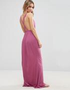 Asos Cross Back Jersey Maxi Beach Dress - Purple