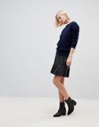 B.young Pu Skirt With Peplum Hem - Black