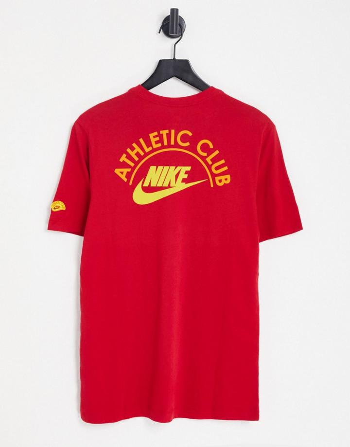 Nike Athletic Club Retro Logo T-shirt In Red