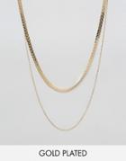 Nylon Gold Plated Double Row Necklace - Gold