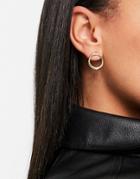 Designb London Molten Circle Stud Earrings In Gold