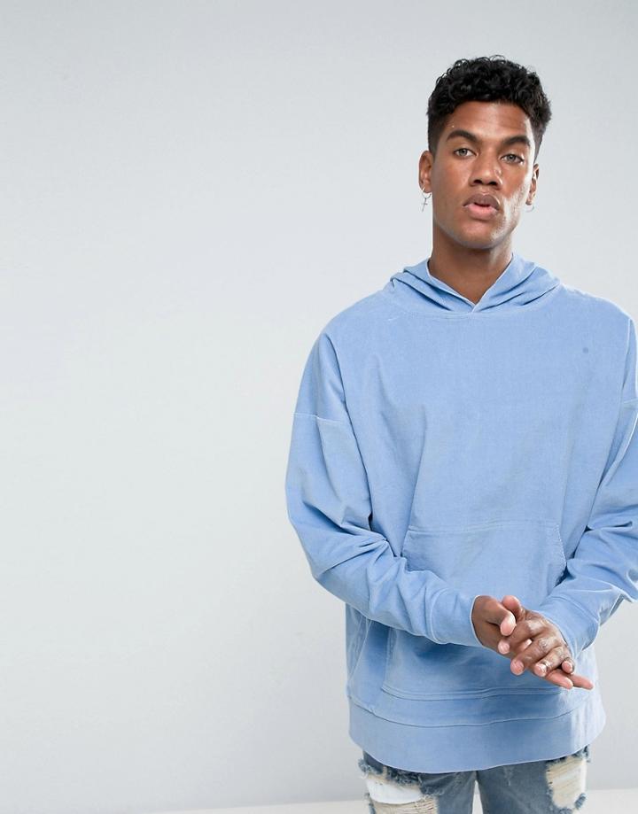 Jaded London Hoodie In Blue Cord - Purple