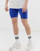 Asos Design Jersey Megging Shorts In Blue - Blue