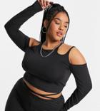 Collusion Plus Cut Out Crop Top In Black