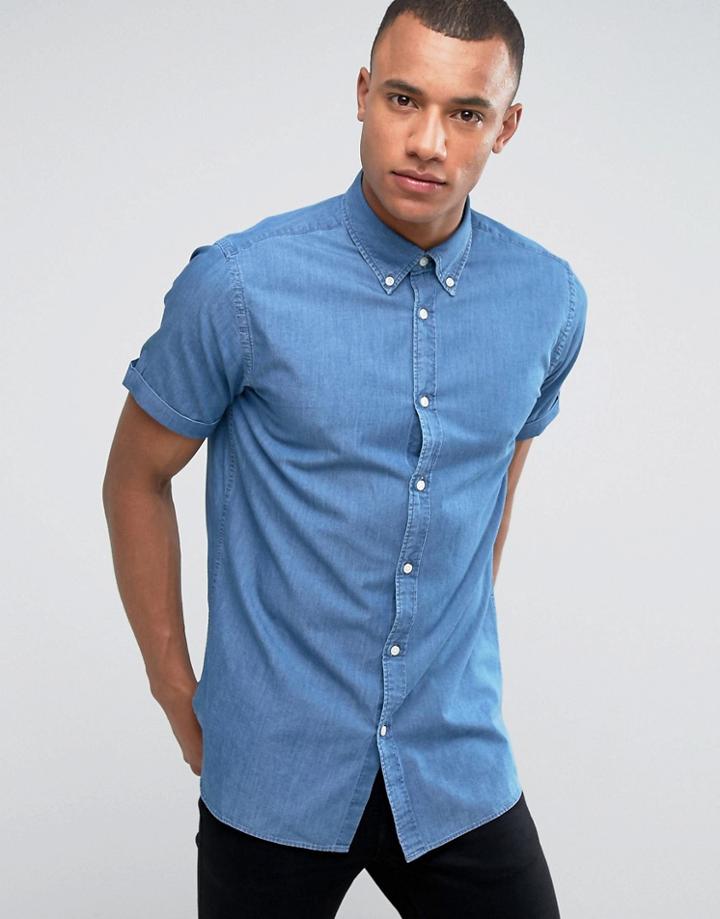 Jack & Jones Premium Slim Denim Shirt - Navy