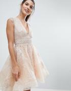 Bronx And Banco Embellished Skater Dress - Beige